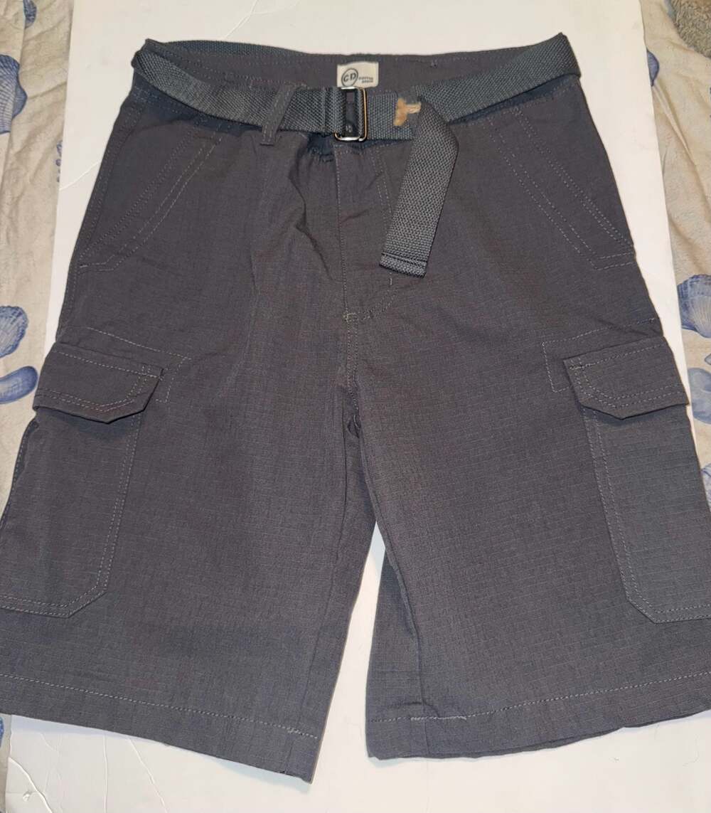 Copper Denim Men's Grey Ripstop Belted Cargo Shorts Size 30